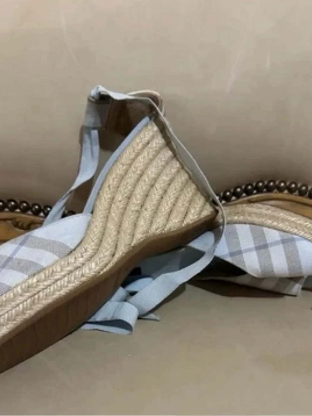 Burberry Blue Nova Check Espadrille Sandals Size 41